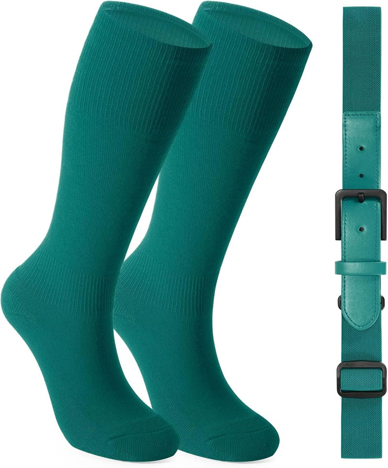 Werforu Baseball Socks and Non-Metal Nickel-Free Belt-Adjustable Belt with Non-allergic Plastic Buckle Softball Socks for kid - Image 1